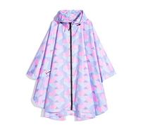 Krespuka Womens Rain Poncho Waterproof Raincoat with Hood Zipper Outdoor Hiking Biking, Pink Geometry, One Size