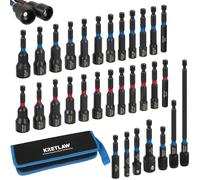 KRETLAW 31PCS Magnetic Nut Driver Set, Impact Drill Driver Bit in Cr-V, SAE & Metric Power Nut Drivers with Quick-Release Extensions & 1/4" Hex Shank