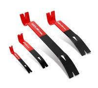 KRETLAW 4PCs Flat Pry Bar Set, 380mm, 250mm, 190mm, 140mm Crowbar with Heavy Duty Nail Puller, Utility Claw Bar, Wonder Bar,Mini Pry Bar for Home Remolding & Woodworking