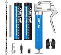 KRETLAW Mini Grease Gun (3000PSI) with Double 85G Cartridge Grease and Flexible Hose, Reinforced Coupler for Automotive,Marine