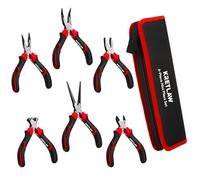 KRETLAW Mini Pliers Set 6Pcs - Needle Nose, Long Nose, Bent Nose, Diagonal, End Cutting and Linesman for DIY, Electronic Repairing & Jewelry with Pouch