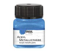 Kreul, 20 ml Glass in Blue, Glamorous Acrylic Paint with Metallic Effect Water-Based, Creamy Opaque, Quick Drying and Waterproof