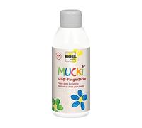 Kreul 28401 Mucki Luminous Fabric Finger Paint Water-Based Paraben-Free Gluten-Free and Vegan Ideal for Use with Fingers and Hands, 250 ml Bottle, White