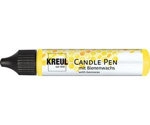 KREUL 49702 Candle Pen, Yellow, 29 ml, Candle Pen with Fine Painting Tip, Colour with Beeswax for Decorating and Painting Candles