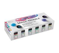 Kreul 73610 Magic Marble Marble Paint, Metallic Set, 6 x 20 ml in Gold, Silver, Blue, Green, Red and Purple, for Immersion Marbling Wood, Glass, Plastic, Paper, Metal and Styrofoam