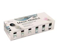 Kreul 73613 Magic Marble Marble Paint, Chalky Living Set, 6 x 20 ml Colour in Brown, Pink, Teal, Grey, Colourless and Black, for Immersion Marbling of Wood, Glass, Plastic, Paper and Styrofoam