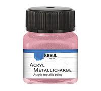 KREUL 77274 - Acrylic Metallic Paint, 20 ml Glass in Pink, Glamorous Acrylic Paint with Metallic Effect on Water-Based, Creamy, Opaque, Quick-Drying and Waterproof