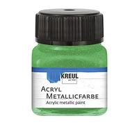 Kreul 77277 Acrylic Metallic Paint, 20 ml Glass in Green, Glamorous Acrylic Paint with Metallic Effect Water-Based, Creamy Opaque, Quick Drying and Waterproof