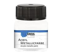 Kreul 77279 - Acrylic Metallic Paint, 20 ml Glass in Mother of Pearl White, Glamorous Acrylic Paint with Metallic Effect on Water-Based, Creamy Opaque, Quick-Drying and Waterproof