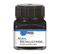 Kreul 77285 - Acrylic Metallic Paint, 20 ml Glass in Black, Glamorous Acrylic Paint with Metallic Effect on Water-Based, Creamy, Opaque, Quick-Drying and Waterproof