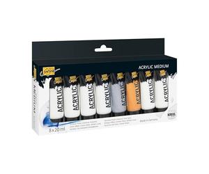 KREUL 85931 SOLO GOYA Acrylic Medium Set, 8 Texture Pastes in 20 ml Tubes, Starter Set for Simple 3D Art Projects