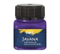 Kreul 90957 - Javana Fabric Paint for Light and Dark Fabrics, 20 ml Glass, Purple, Brilliant Water-Based Colour, Pasto Character, for Stamping and Stenciling, Washable after Fixation