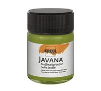 Kreul 91915 - Javana Fabric Paint for Light Fabrics, 50 ml Glass in Olive Green, Smooth Water-Based Colour with Creamy Character, Penetrates Deep Fibre, Washable After Fixation