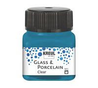 Kreul Glass & Porcelain 16215 Clear Cyan Blue in 20 ml Glass, Transparent Glass and Porcelain Water Based Paint, Quick-Drying, Crystal Clear