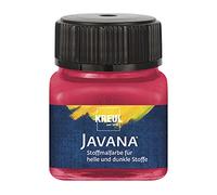 KREUL Javana 90955 Fabric Paint for Light and Dark Fabrics, 20 ml Glass Cherry, Brilliant Water Based Paint, Pasto Character, for Stamping and Stenciling, Washable After Fixing