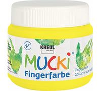 KREUL Mucki 23126 Bright Neon Finger Paint, 150 ml in Squeaker Yellow, Water-Based, Paraben-Free, Gluten-Free, Lactose-Free and Vegan, Washable, Can be Painted with Brush and Fingers