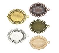 KRFVGYQNK Blank Bezel Pendant Trays, 18x25mm Oval Pendant Setting Bases 100 Pcs Multicolor Glass Cabochon for Jewelry Making(Ancient bronze)