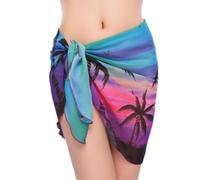 KRFWGUU 1 Piece Swimsuit Chiffon Shawl, Coconut Tree Printed Bikini Chiffon Wrap Snow Bikini Skirt Travel Swimming Summer Beach-For Beach Pool Vacation