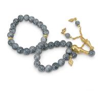 KRFWGUU Islamic Glass Bracelet with 33 Tasbih Beads, Meditation Rosary