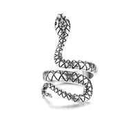 KRFY AAA CZ Snake Rings 925 Sterling Silver Open Adjustable Statement Mens Ring White Gold Plated Stackable Rings for Women Men