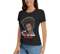 KRHEENMMU Women's The Boo*nd%ocks Huey and Riley Graphic T-Shirt Casual Short Sleeve Tops Cotton Crew Neck Shirt Black S