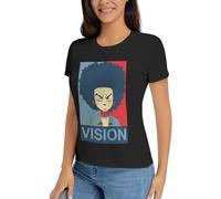KRHEENMMU Women's The Boo*nd%ocks Huey and Riley Graphic T-Shirt Casual Short Sleeve Tops Cotton Crew Neck Shirt Black M