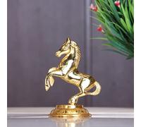 KridayKraft Golden Finish Jumping Horse Metal Statue for Wealth, Income and Bright Future & Feng Shui & Vastu (8.5 X 6.5 X 12 cm, Gold)