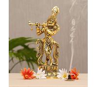 KridayKraft Lord Krishna Metal Statue,Krishna Murti Playing Flute for Temple Pooja,Decor Your Home,Office & Gift Your Relatives,Showpiece Figurines,Religious Idol,Gift Article...