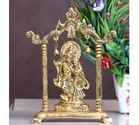 KridayKraft Metal Radha Krishna Statue Gold Plated Decor, Office & Religious Krishna Idol Gift Article