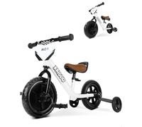 KRIDDO 2-in-1 Kids Tricycle and Toddler Balance Bike 2 Year Old, Detachable Pedals and Stowable Training Wheels, DIY Plate, Riding Trikes Toy for Ages 18 Months to 3 Years, White