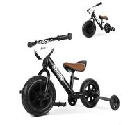 KRIDDO 2-in-1 Kids Tricycle and Toddler Balance Bike 2 Year Old, Detachable Pedals and Stowable Training Wheels, DIY Plate, Riding Trikes Toy for Ages 18 Months to 3 Years, Black