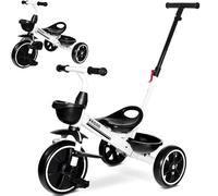 KRIDDO 2-in-1 Toddler Tricycle for Ages 18 Months to 5 Years Old - Extended Push Handle for Effortless Push, Gift Trike for Toddler 3 to 5 Year, Kids Tricycle with Foldable Front Footrest,White