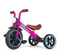 KRIDDO Kids Tricycles Age 2 Years to 5 Years, 12 Inch Puncture Free Rubber Wheel w Front Light, Adjustable Seat Height, Gift Toddler Tricycles for 2-5 Year Olds, Trikes for Toddlers, Pink
