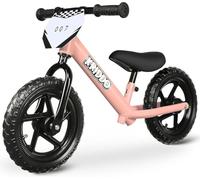 KRIDDO Toddler Balance Bike 2 Year Old, Age 18 Months to 5 Years Old, 12 Inch Push Bicycle with Customize Plate (3 Sets of Stickers Included), Gift Bike for 2-3 Boys Girls, Pinka