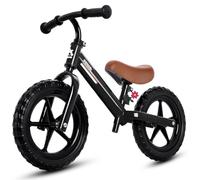 KRIDDO Toddler Balance Bike 2 Year Old, Kids Balance Bike for 2-5 Years Old, Dual Bearing for Smoother Riding, Adorable Plate, Adjustable Seat and Handlebar, Toddler Bike Gifts Age 2-3, Black