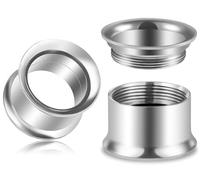 Kridzisw 12G-50mm Screw Fit Gauges for Ear Double Flared Tunnels Plugs Internally Threaded 316L Surgical Steel Mirror Finish Hollow Ear Gauges Earrings for Women Men Silver Black Gold, 8 Gauge / 3mm