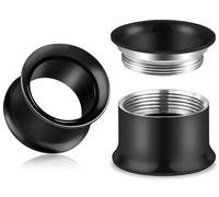 Kridzisw 12G-50mm Screw Fit Gauges for Ear Double Flared Tunnels Plugs Internally Threaded 316L Surgical Steel Mirror Finish Hollow Ear Gauges Earrings for Women Men Silver Black Gold, 34mm / 1 5/16