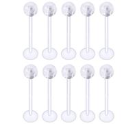 Kridzisw 16G 14G Clear Plastic Cheek Dimple Tongue Rings Piercing Rtainer for Surgery Flexible Bioflex Extra Long Lip Labtert Monroe Medusa Rings Studs for Women Men 16mm 19mm, Metal, crystal