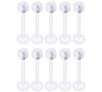 Kridzisw 16G 14G Clear Plastic Cheek Dimple Tongue Rings Piercing Rtainer for Surgery Flexible Bioflex Extra Long Lip Labtert Monroe Medusa Rings Studs for Women Men 16mm 19mm, Acrylic, crystal