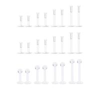 Kridzisw 16G 18G Clear Plastic Push in Lip Labret Medusa Monroe Nose Piercing Retainers for Surgery Sport Work Bioflex Flat Back Tragus Helix Catilage Conch Earrings for Women Men 6mm 8mm 10mm 12mm