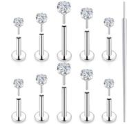 Kridzisw 16G Flat Back Nose Ring Stud Piercing Jewelry Women 16 Gauge Stainless Surgical Steel Threadless Push in Lip Labret Monroe Medusa Ring Tragus Cartilage Helix Earring Piercing Jewelry Men