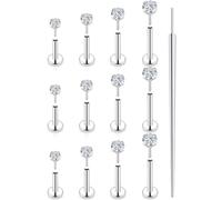 Kridzisw 16G Flat Back Nose Ring Stud Piercing Jewelry Women 16 Gauge Stainless Surgical Steel Threadless Push in Lip Labret Monroe Medusa Ring Tragus Cartilage Helix Earring Piercing Jewelry Men