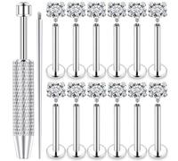 Kridzisw 18G 16G 14G Flat Back Nose Rings Studs Piercing Jewelry 316L Surgical Steel Lip Labret Medusa Piercings Threadless Push in Cartilage Helix Tragus Earrings Women Men Silver Gold 6mm 7mm 8mm