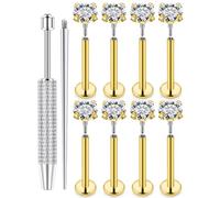 Kridzisw 18G 16G Flat Back Nose Rings Studs Piercing Jewelry 316L Surgical Steel Internally Threaded Lip Labret Medusa Piercings Cartilage Helix Tragus Earrings for Women Men Silver Gold 6mm 7mm 8mm