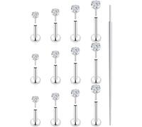Kridzisw 18G Flat Back Nose Ring Stud Piercing Jewelry Women 18 Gauge Stainless Surgical Steel Threadless Push in Lip Labret Monroe Medusa Ring Tragus Cartilage Helix Earring Piercing Jewelry Men