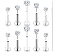 Kridzisw 20G Flat Back Nose Ring Stud Piercing Jewelry Women 20 Gauge Stainless Surgical Steel Threadless Push in Lip Labret Monroe Medusa Ring Tragus Cartilage Helix Earring Piercing Jewelry Men