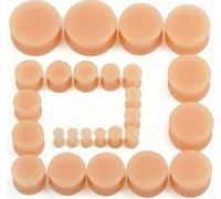 Kridzisw 8G-25mm Solid Silicone Ear Gauges Plugs Earrings Double Flare Plugs Expander Stretching Kit Gauge Earlets Plugs for Women Men Black White Flesh Skin, Silicone, silicone