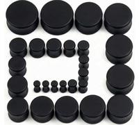 Kridzisw 8G-25mm Solid Silicone Ear Gauges Plugs Earrings Double Flare Plugs Expander Stretching Kit Gauge Earlets Plugs for Women Men Black White Flesh Skin, Silicone, silicone