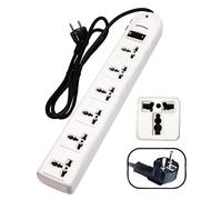 KRIEGER Universal Power Strip AC 220-240V Surge Protector With Heavy Duty German Schuko Plug For Computer, Printers, 6 Universal AC Outlets - Type E/F