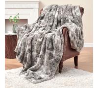 Krifey Oversized Faux Fur Blanket, Super Soft Cozy Blanket, Luxury Fluffy Throw Blanket Fuzzy Bed Throw, Plush Christmas Birthday Gifts for Women, Room Home Dorm Decor, Marbled Gray 60" x 80"